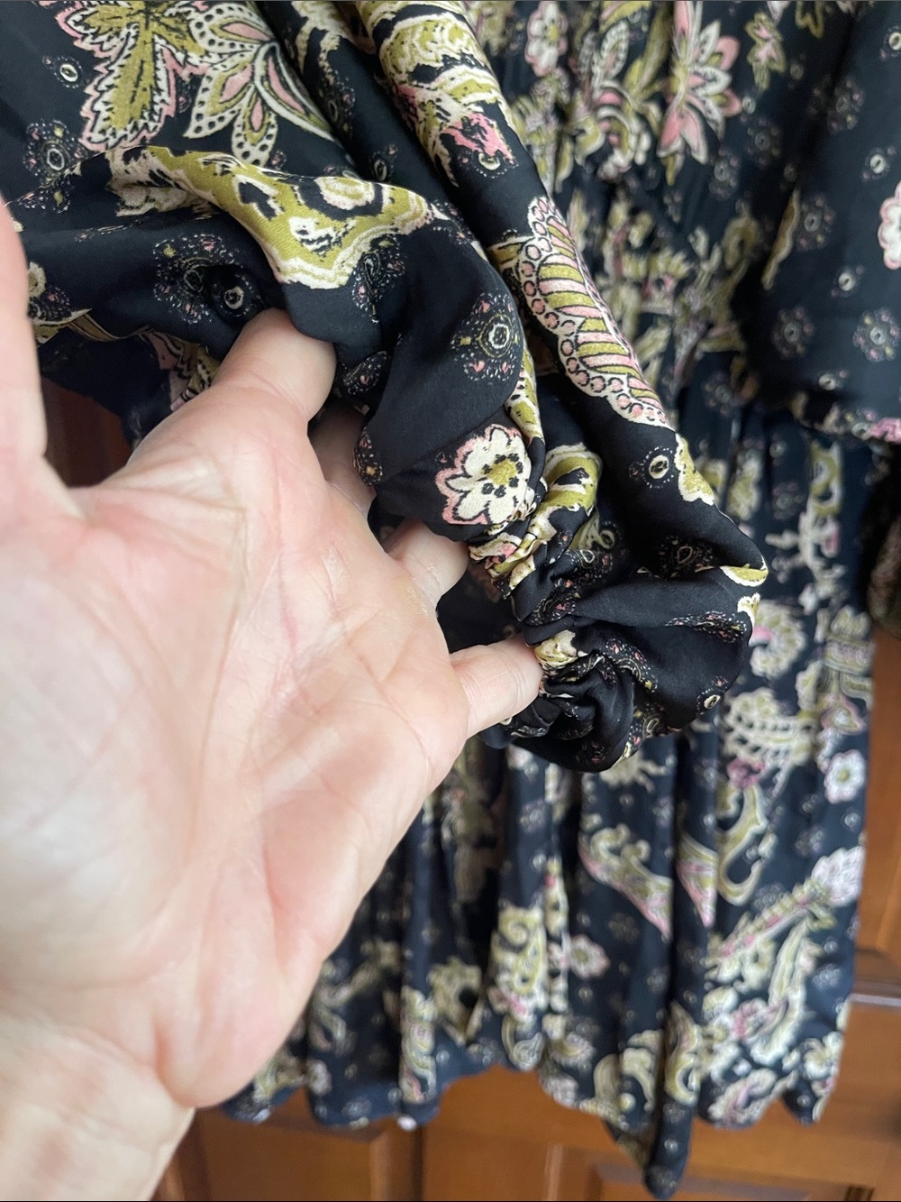 Free People Arzel Mini Dress Black Combo Paisley Boho Long Sleeve Size M - Picture 8 of 8